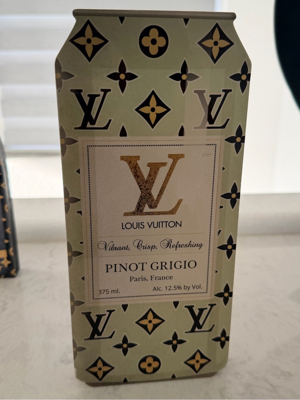 Louis Vuitton Olive Green & Gold Monogram Pinot Grigio Wood Can Art